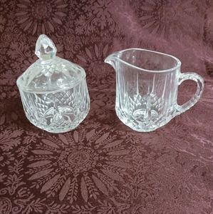 Crystal creamer and sugar bowl